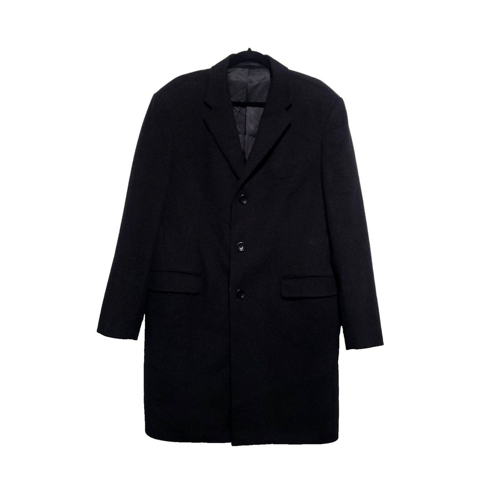 Boggi Milano Cashmere Wool Coat 52 black Midi long overcoat old money luxury